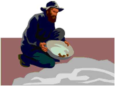 Prospector panning for gold