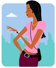 Woman looking at watch