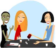 Women playing backgammon