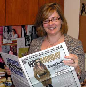 Kim Crow doing research